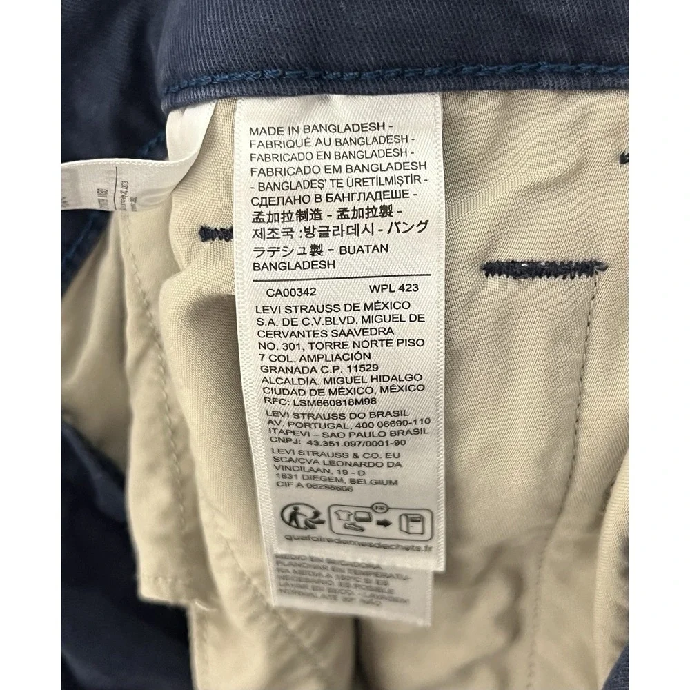 Levis XX Chino Pants Standard Taper Mens Size 34x29 Navy Blue Stretch 5 Pocket